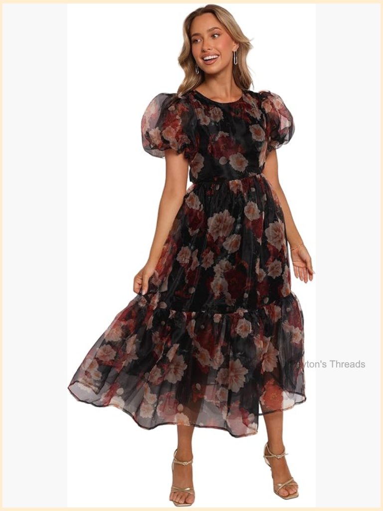 Elspeth Midi Puff Sleeve A-Line Dress